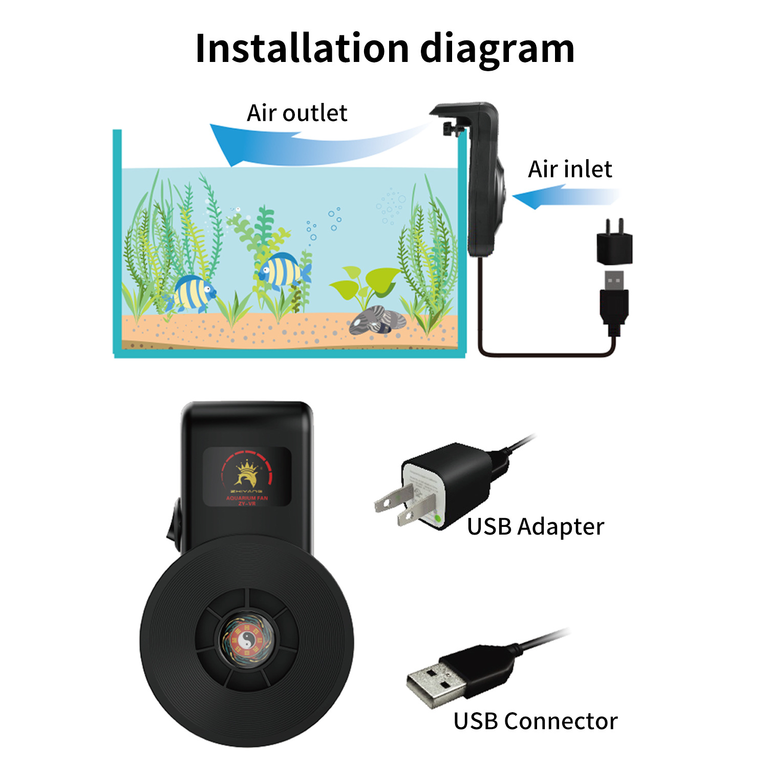 Fish tank USB fan, aquarium wa - Aquarium Fish Quality ulasan dan harga