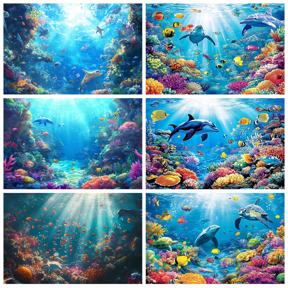 Underwater World Background  F - Aquarium Fish Dolphin ulasan dan harga
