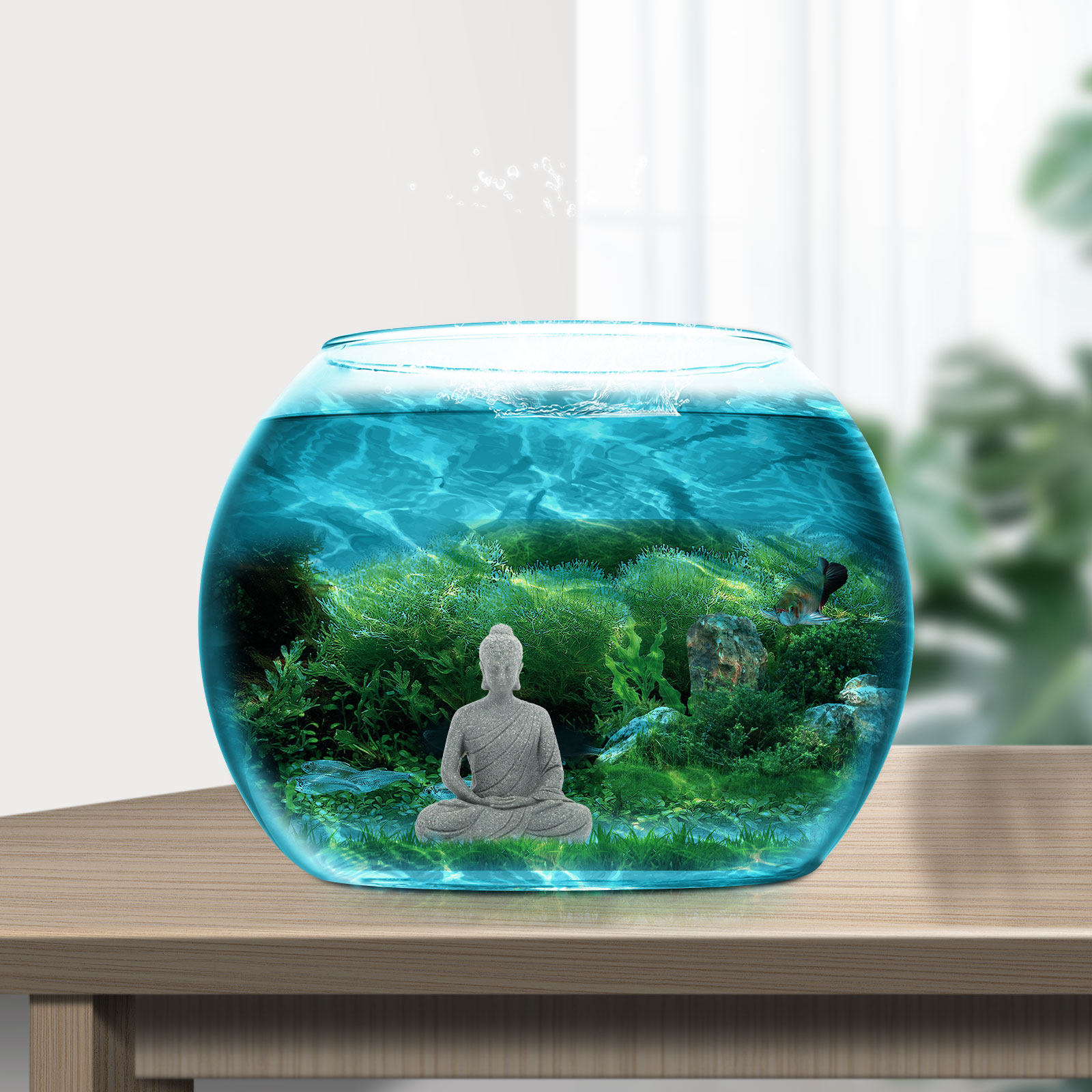 Mini Buddha Statue Resin Aquar - Aquarium Fish Usa ulasan dan harga