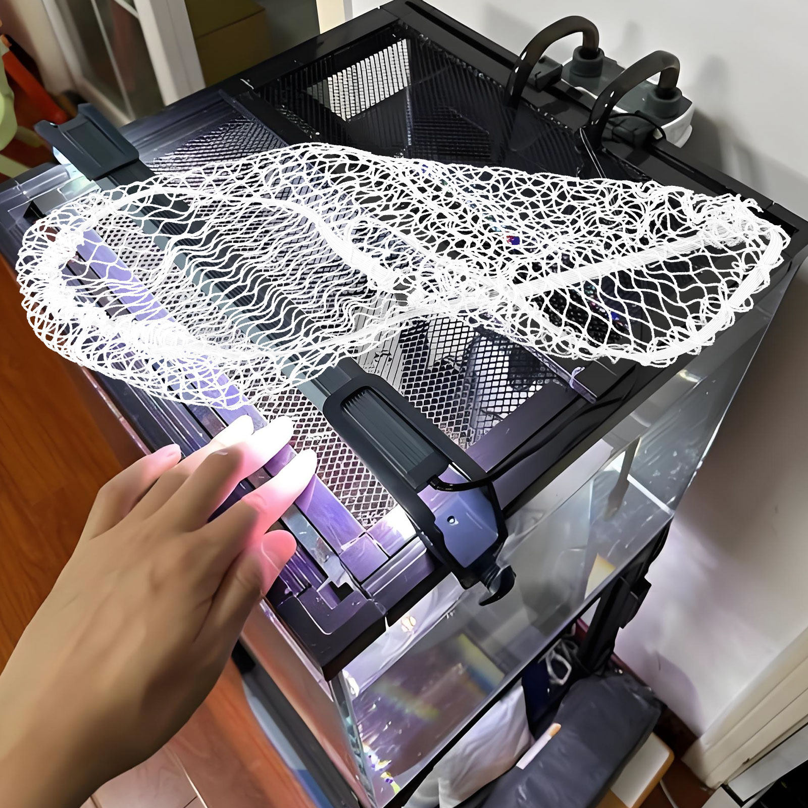 40x20cm Aquarium Mesh Net Cove - Aquarium Fish Jumping ulasan dan harga