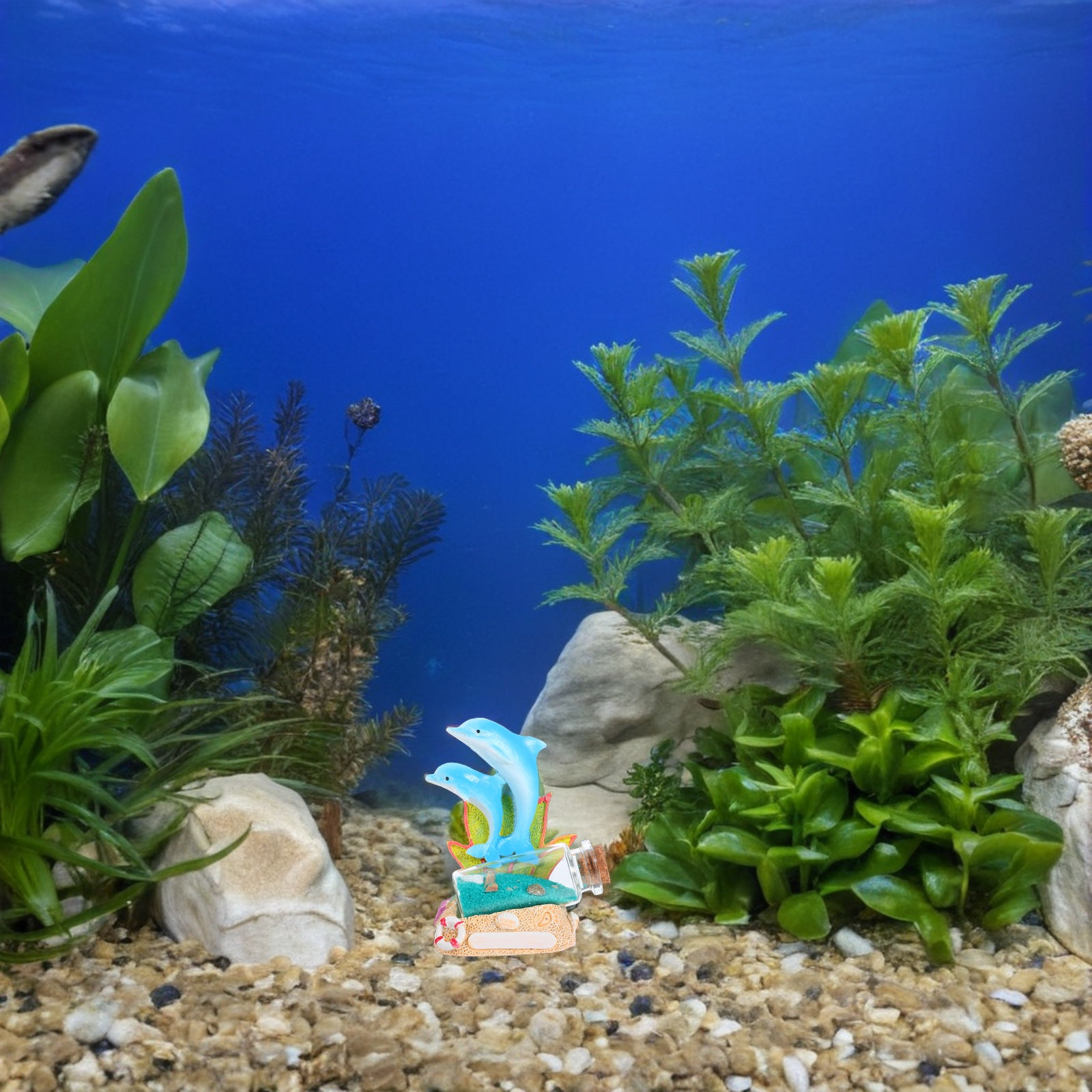 Dolphin Sculpture Drift Bottle - Aquarium Fish Dolphin ulasan dan harga