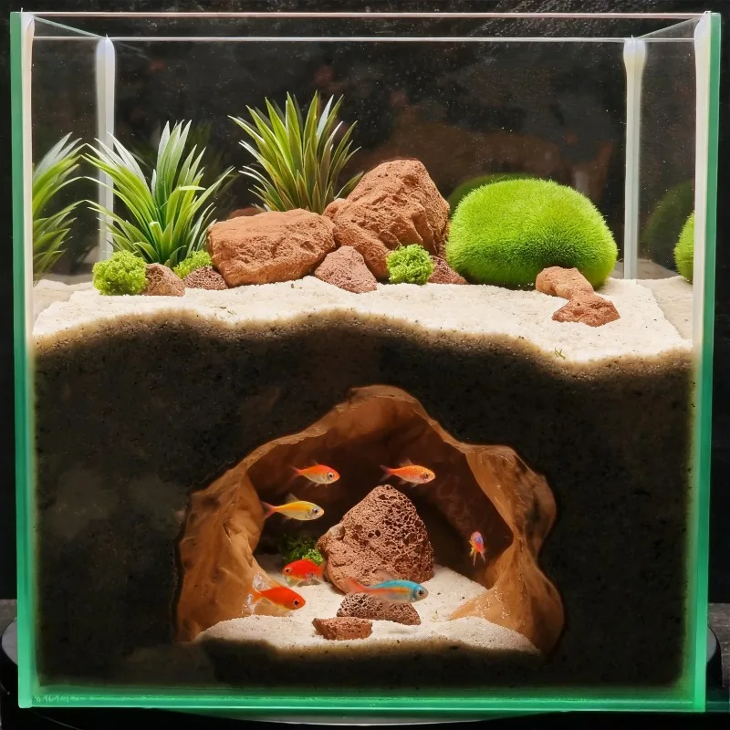 Sinkhole Cave Aquarium Ornamen - Aquarium Fish Hideout ulasan dan harga