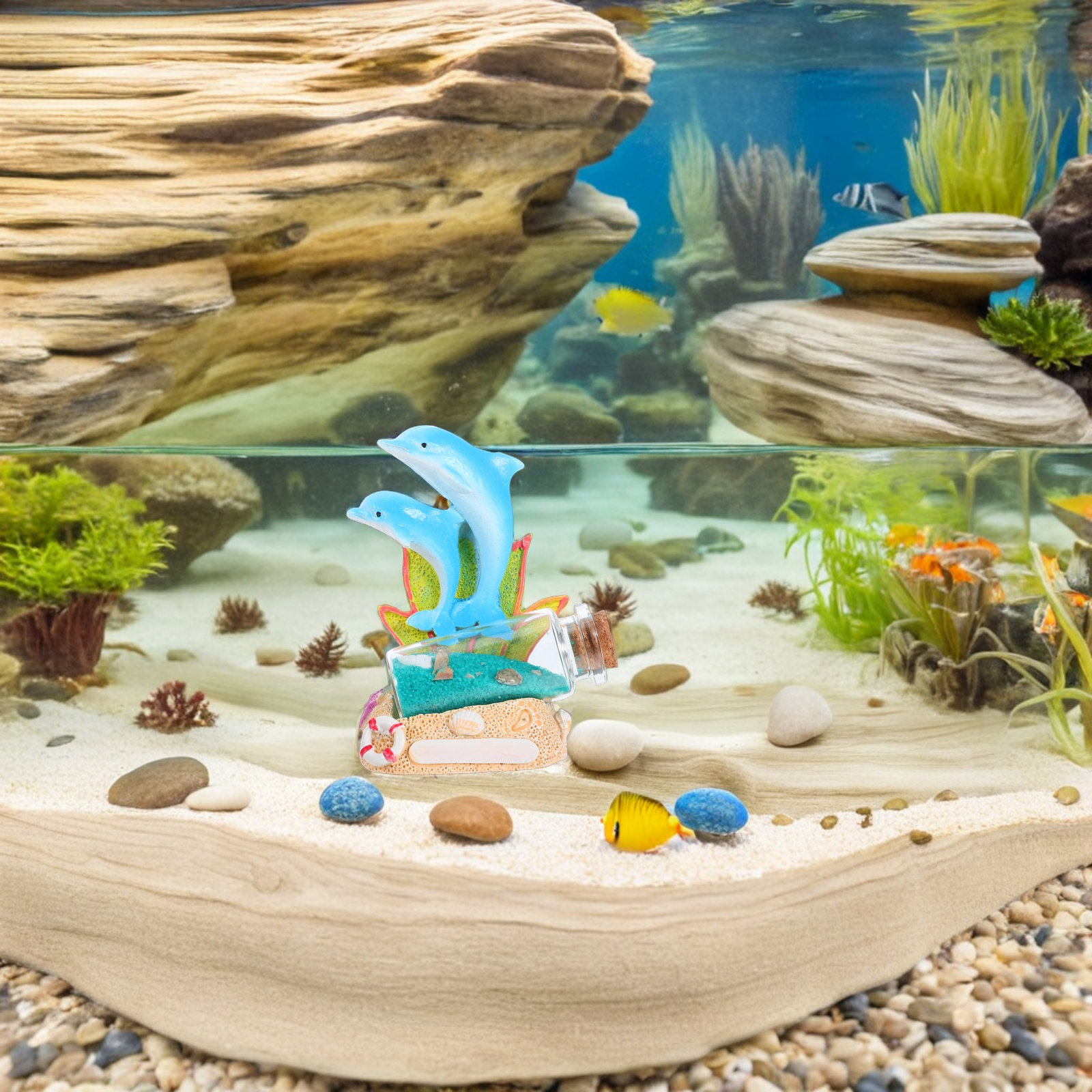 Dolphin Resin Sculpture Drift  - Aquarium Fish Dolphin ulasan dan harga